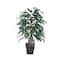 4ft. Artificial Mango Bush with Square Willow Basket